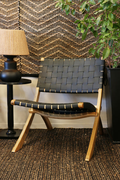 Calypso Natural Chair with Black Leather