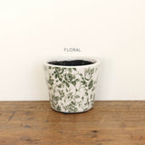 Green & White Patterned Planters