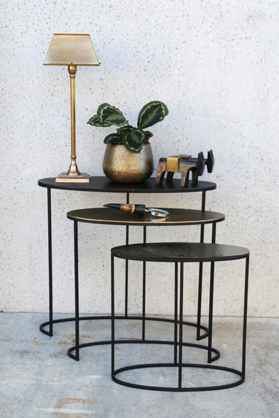 Nuremberg Nest of Tables in Black, Brass & Lead Finishes