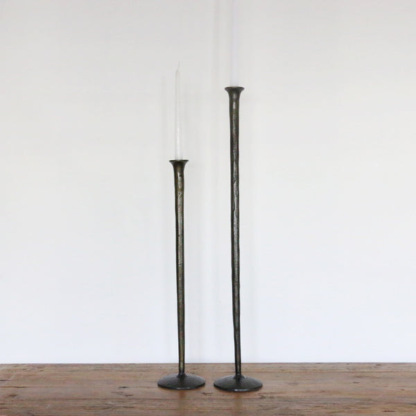 Forged Organic Tall Candlestick in Dark Bronze Finish