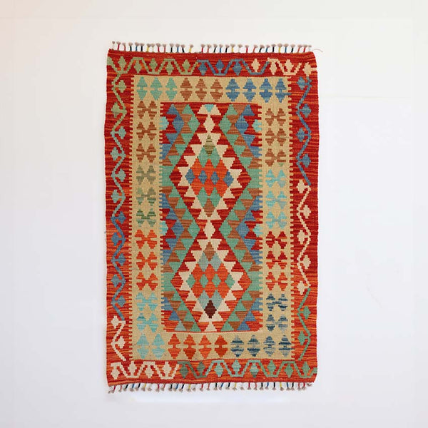 Hand Knotted Afghan Kilim Rug D 120 X 80cm