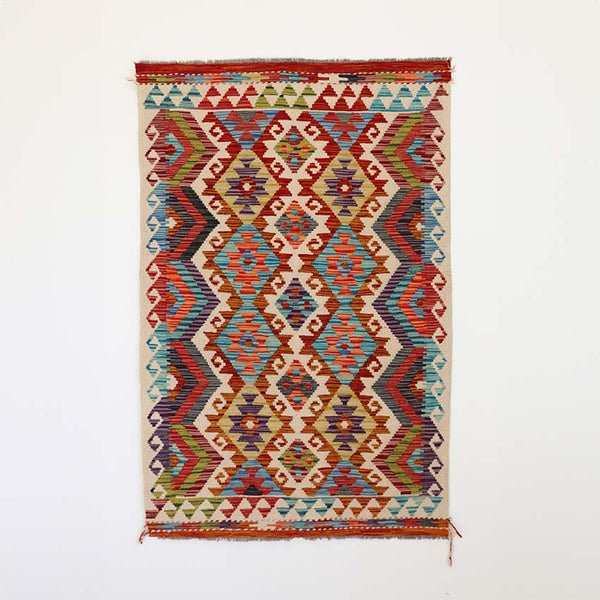 Hand Knotted Afghan Kilim Rug D 150 X 100cm