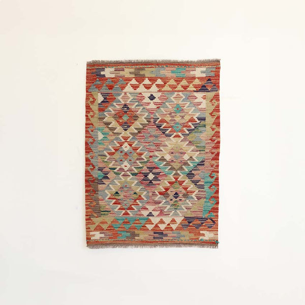 Hand Knotted Afghan Kilim Rug Mat A 90 X 60cm