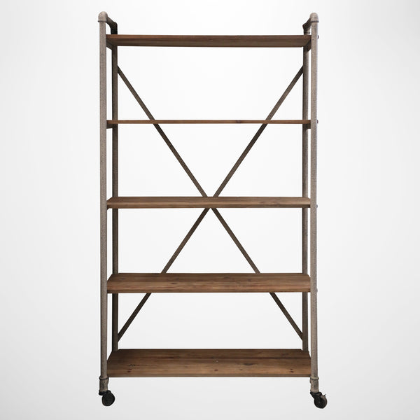Riviera Single Recycled Pine Industrial Shelving Unit in Beige Wash