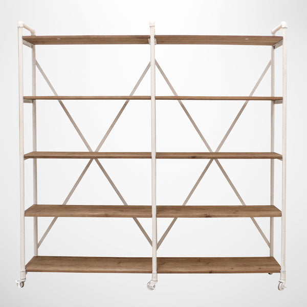 Recycled Pine Industrial Shelving Unit in White Wash