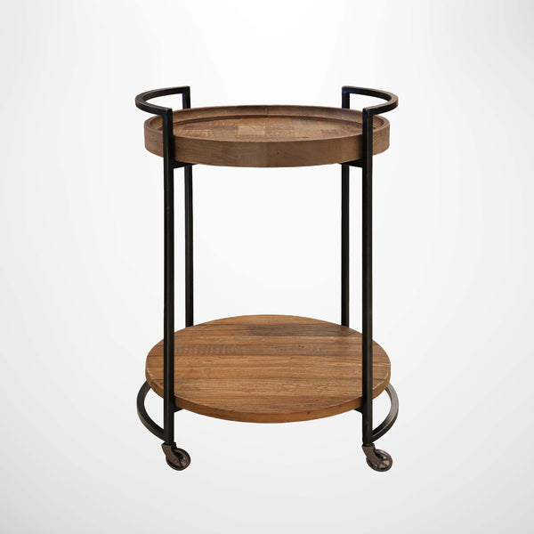 Cairo Recycled Elm and Metal Trolley with Castors