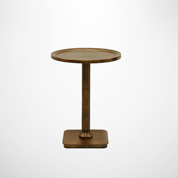 Round Side Table in Antiqued Brass Finish