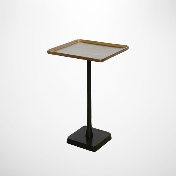 Marrakesh Square Pedestal Table Brass Antique Finish with Black Base