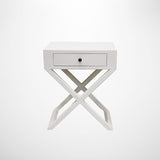 Bedside Table with Cross Legs in White Finish