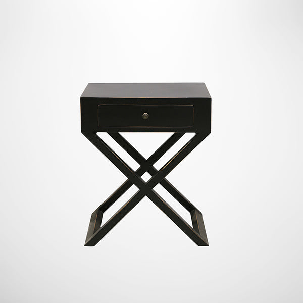 Bedside Table with Cross Legs in Black