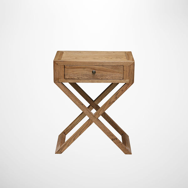 Italia Riviera Bedside Table with Cross Legs in Natural