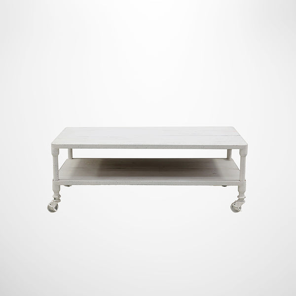 Coffee Table with Shelf White Wash 1200mm Long