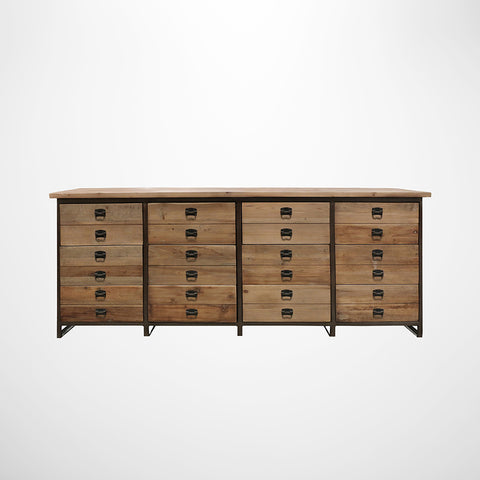 Twelve Drawer Industrial Reclaimed Pine Sideboard