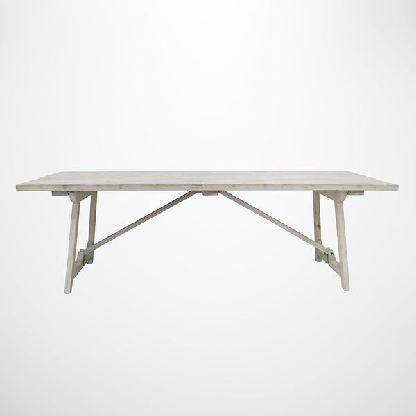 Loire Trestle Dining Table in White Washed Pine