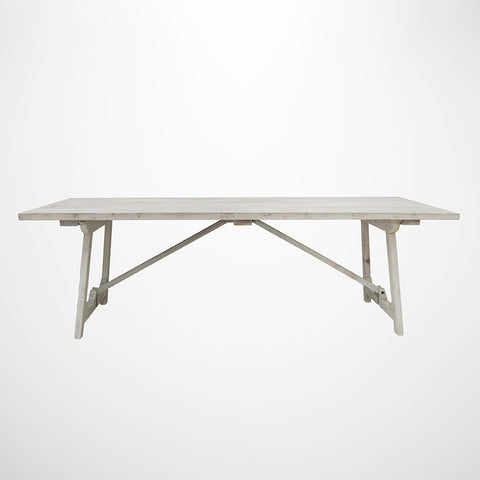 Loire Trestle Dining Table in White Washed Pine