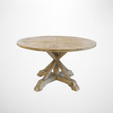 Round Reclaimed Pine Dining Table with Sunburst Top