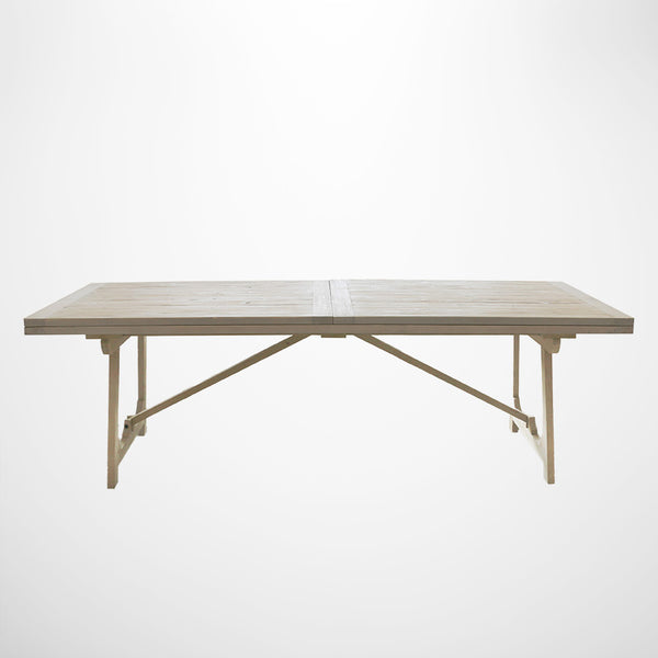 Loire Extension Trestle Dining Table in White Washed Pine