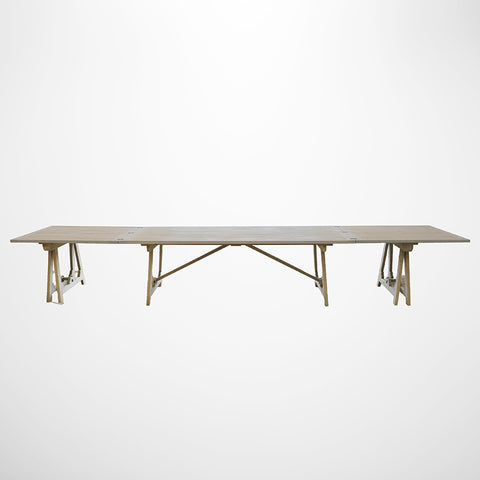 Loire Extension Trestle Dining Table in White Washed Pine