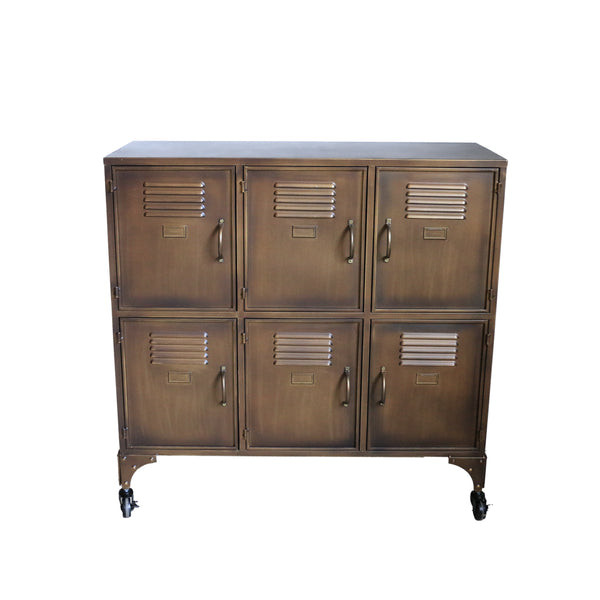 Industrial Locker Cabinet in Dark Antique Brass Finish