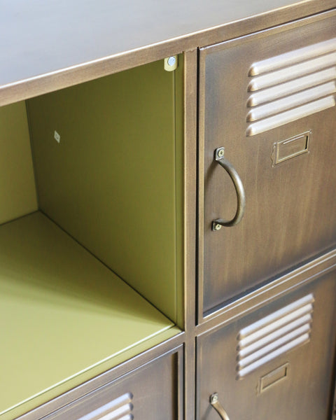 Industrial Locker Cabinet in Dark Antique Brass Finish