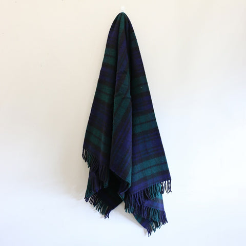 Wool Tartan Throw in Blackwash