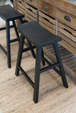 Scandi Elm Stool in Matt Black