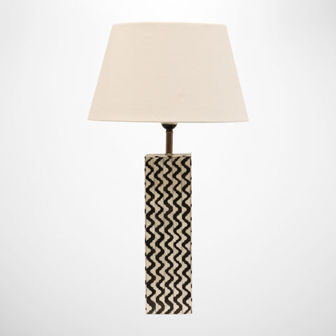 Bone and Brass Square Black and White Lamp