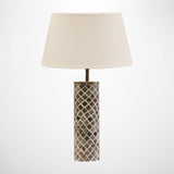 Bone and Brass Round Grey and White Lamp Base