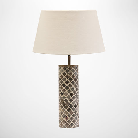 Bone and Brass Round Grey and White Lamp Base