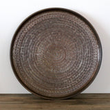 Round Beaten Tray in Antique Brass Finish