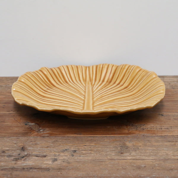 Ochre Crackled Glaze Leaf Platter 29cm