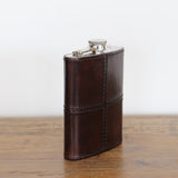 Leather Hip Flask in Dark Brown