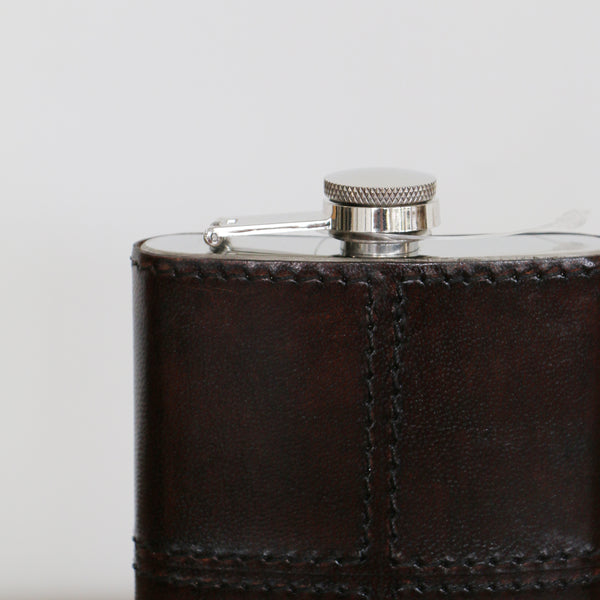 Leather Hip Flask in Dark Brown