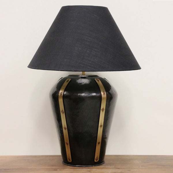 Litchfield Lamp in Dark Antique Bronze with Brass Strips