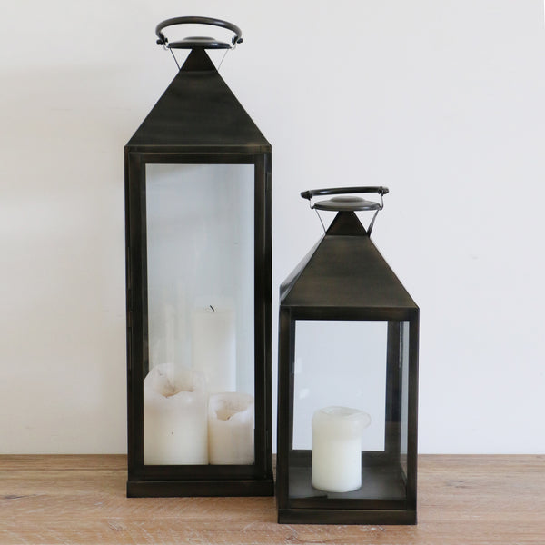 Medium Long Island Lantern in Dark Bronze Black